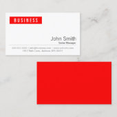 Red Label Sales Manager Business Card Visitenkarte (Vorne/Hinten)