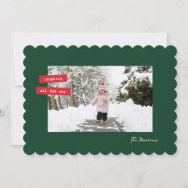 Red Label Single Photo Flat Holiday Card Feiertagskarte