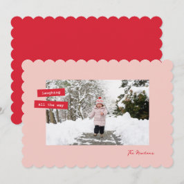 Red Label Single Photo Flat Holiday Card Feiertagskarte