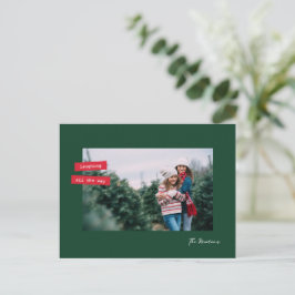 Red Label Single Photo Flat Holiday Postcard Feiertagspostkarte