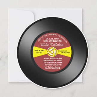 Red Label Vinyl 45 Record Geburtstagsparty Einladung