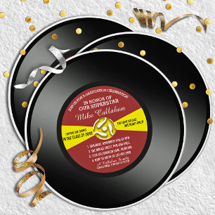 Red Label Vinyl 45 Record Graduation Party Einladung