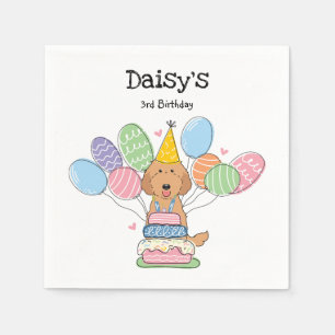 Red Labradoodle Hund Geburtstagsparty Papier Napki Serviette