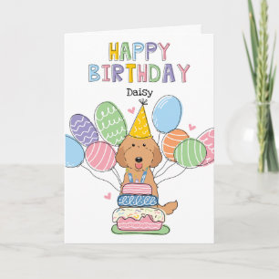 Red Labradoodle Hund Happy Birthday Card Karte