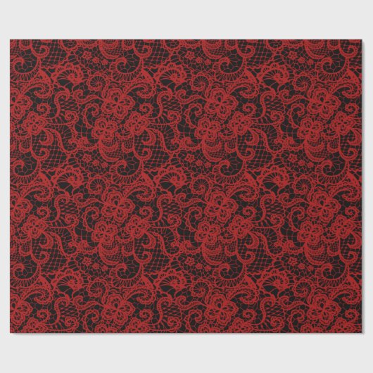 Red Lace auf Black Geschenkpapier (Flach)