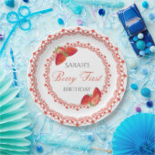 Red Lace Berry First Birthday Pappteller (Party)