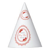 Red Lace Berry First Birthday  Partyhütchen (Vorderseite)