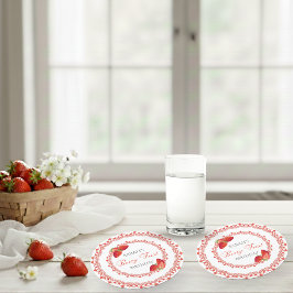 Red Lace Berry First Birthday Runder Pappuntersetzer