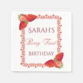 Red Lace Berry First Birthday  Serviette (Vorderseite)