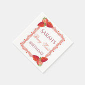 Red Lace Berry First Birthday  Serviette (Ecke)