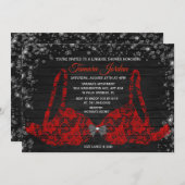 Red Lace Bra Lingerie Dusche Diamant Einladung (Vorne/Hinten)