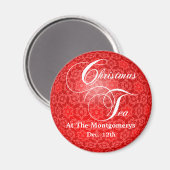 Red Lace Christmas Tee Save the Date Magnet (Vorderseite/Rückseite)