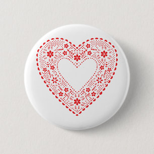 Red Lace Heart Button