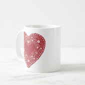 Red Lace Heart Kaffeetasse (Vorderseite Links)