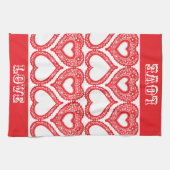 Red Lace Heart Kitchen Handtücher (Horizontal)