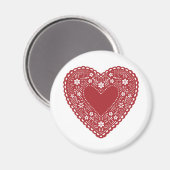 Red Lace Heart Magnet (Vorderseite/Rückseite)