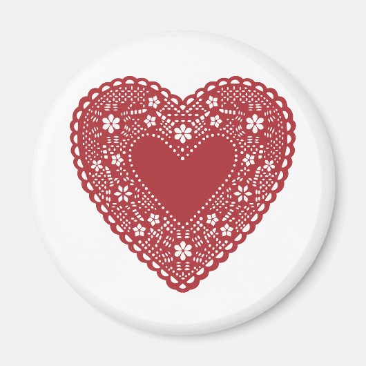 Red Lace Heart Magnet (Vorne)