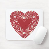 Red Lace Heart Mousepad (Mit Mouse)