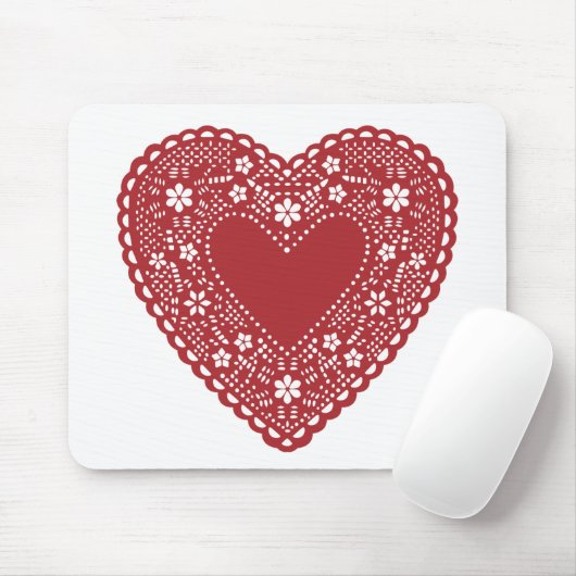Red Lace Heart Mousepad (Mit Mouse)