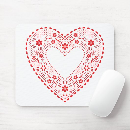 Red Lace Heart Mousepad (Mit Mouse)