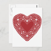 Red Lace Heart Postkarte (Vorne/Hinten)