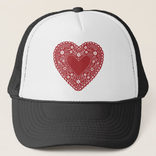 Red Lace Heart Truckerkappe