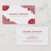 Red Lace Hydrangea Floral Wedding Event Planner Visitenkarte (Vorne/Hinten)