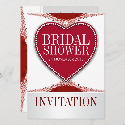 Red Lace Liebe Brautparty Party laden Einladung (Vorne/Hinten)
