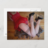 Red Lace Lingerie Foto Postkarte (Vorne/Hinten)
