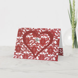 Red Lace Pattern Valentine Dankeskarte