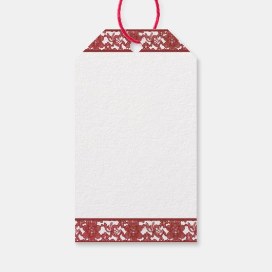 Red Lace Pattern Valentine Geschenkanhänger (Rückseite)