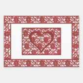Red Lace Pattern Valentine Geschenkpapier Set (Vorderseite 2)