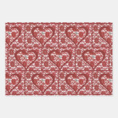 Red Lace Pattern Valentine Geschenkpapier Set (Vorderseite)