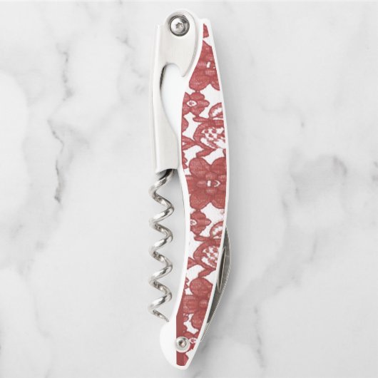 Red Lace Pattern Valentine Kellnermesser (Vorderseite)