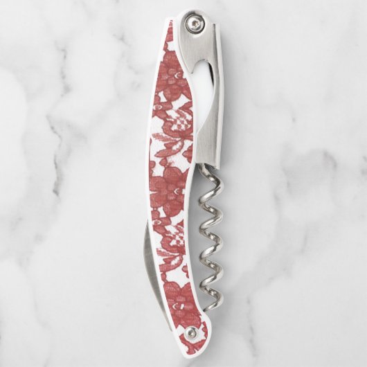 Red Lace Pattern Valentine Kellnermesser (Rückseite)
