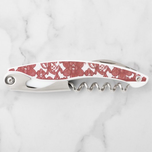 Red Lace Pattern Valentine Kellnermesser (Vorderseite)