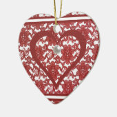 Red Lace Pattern Valentine Keramik Ornament (Links)