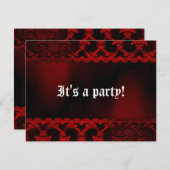Red Lace Vampire Goth Junggeselinnen-Abschied Einladung (Vorne/Hinten)