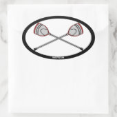 Red Lacrosse Goalie Sticks Ovaler Aufkleber (Tasche)