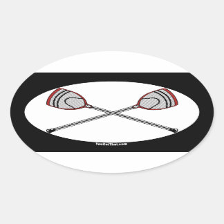 Red Lacrosse Goalie Sticks Ovaler Aufkleber