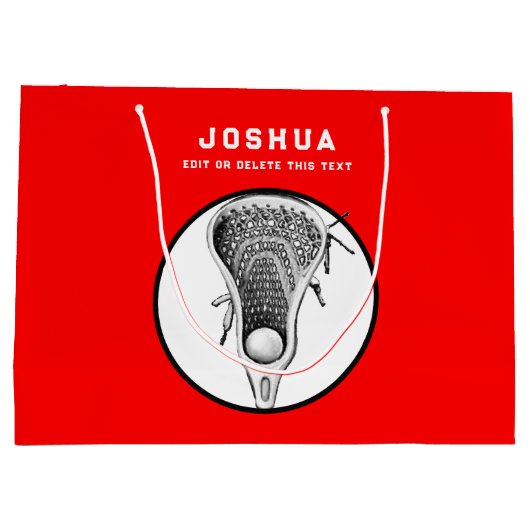 Red Lacrosse Große Geschenktasche Geschenktüte (Rückseite)