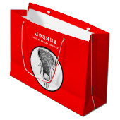 Red Lacrosse Große Geschenktasche Geschenktüte (Vorderseite Schrägansicht)