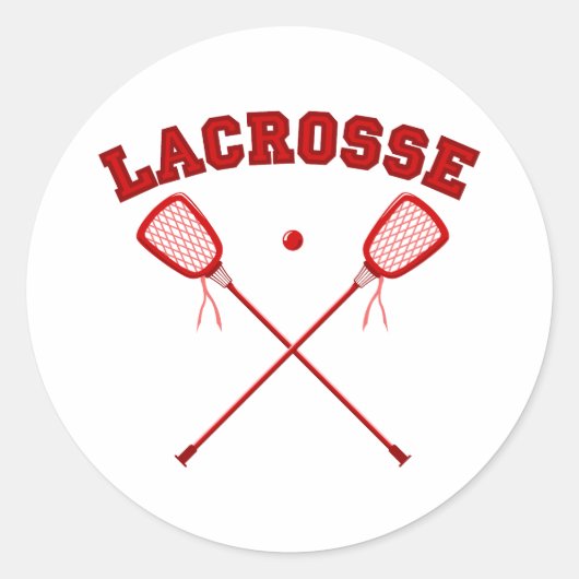 Red Lacrosse Logo Runder Aufkleber (Vorderseite)