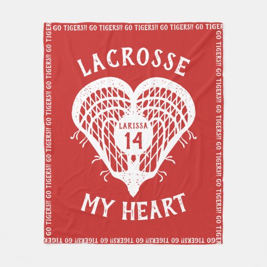 Red Lacrosse My Heart Fleecedecke (Vorderseite)