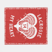 Red Lacrosse My Heart Fleecedecke (Vorderseite (Horizontal))