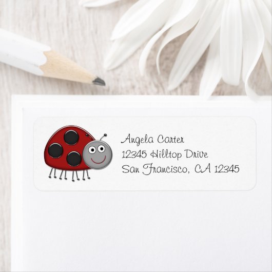Red Lady Bug Address Labels (Insitu)