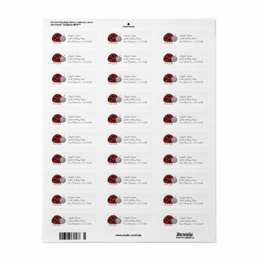 Red Lady Bug Address Labels (Vorne)