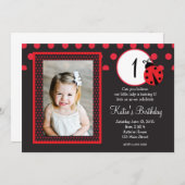 Red Lady Bug Geburtstagseinladung Einladung (Vorne/Hinten)