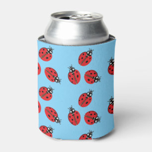 Red Lady Bug Illustration Light Blue Dosenkühler