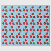 Red Lady Bug Illustration Light Blue Geschenkpapier (Flach)